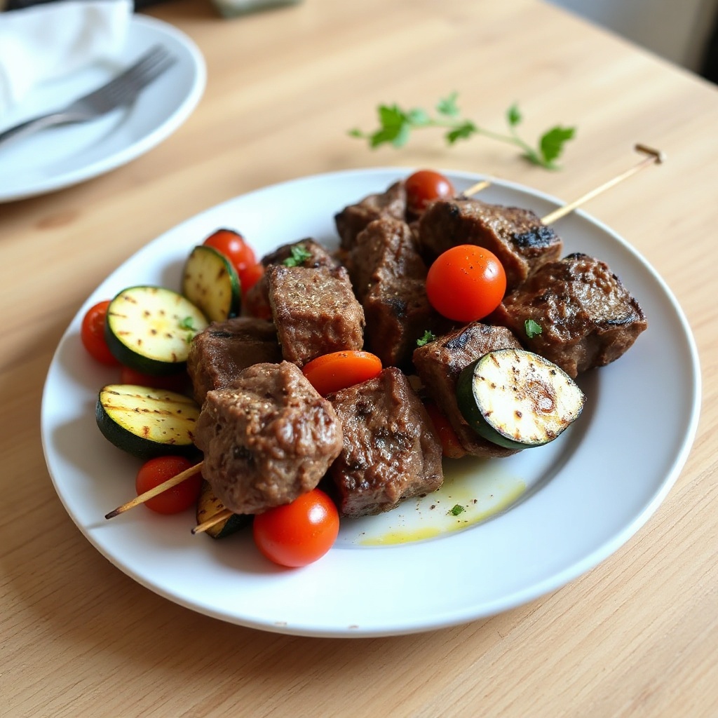 Spiedini di Agnello Piccanti con Verdure Grigliate