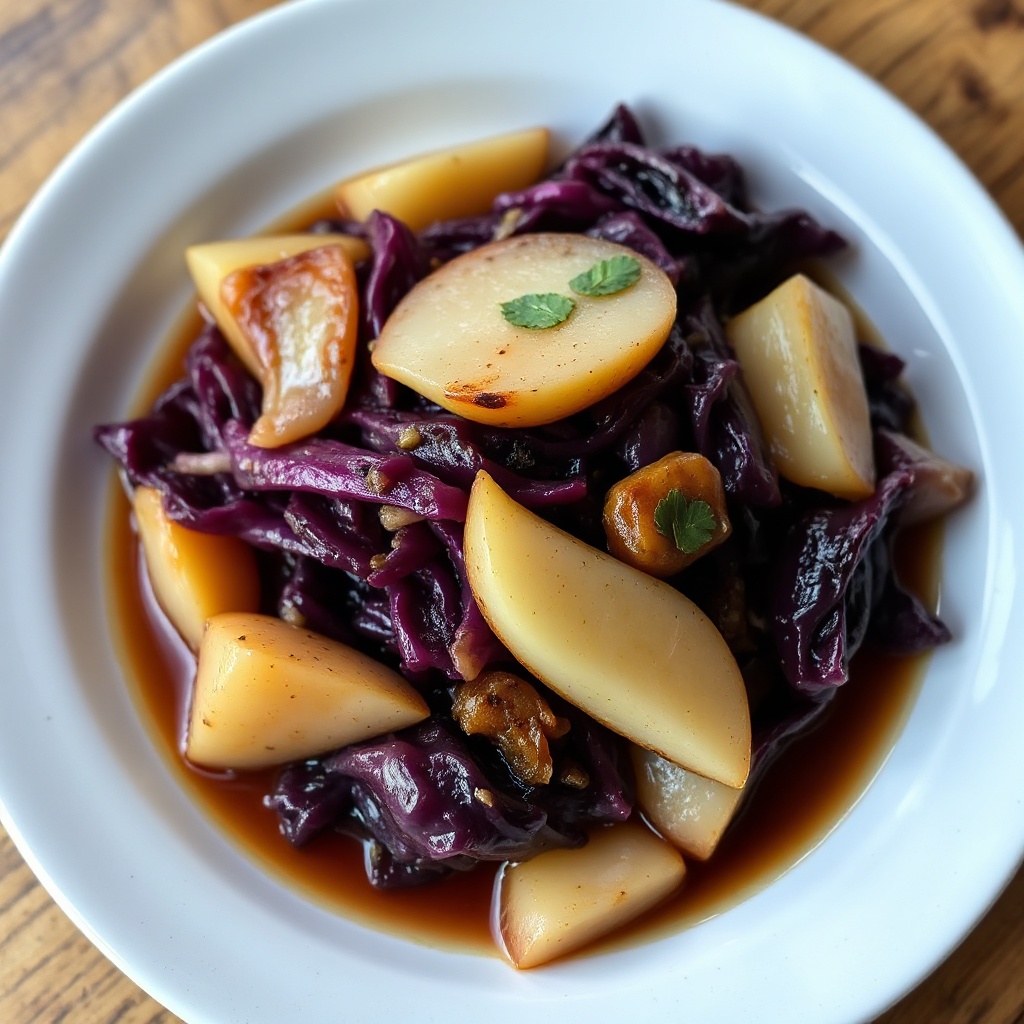 Sweet and Tangy Braised Purple Cabbage