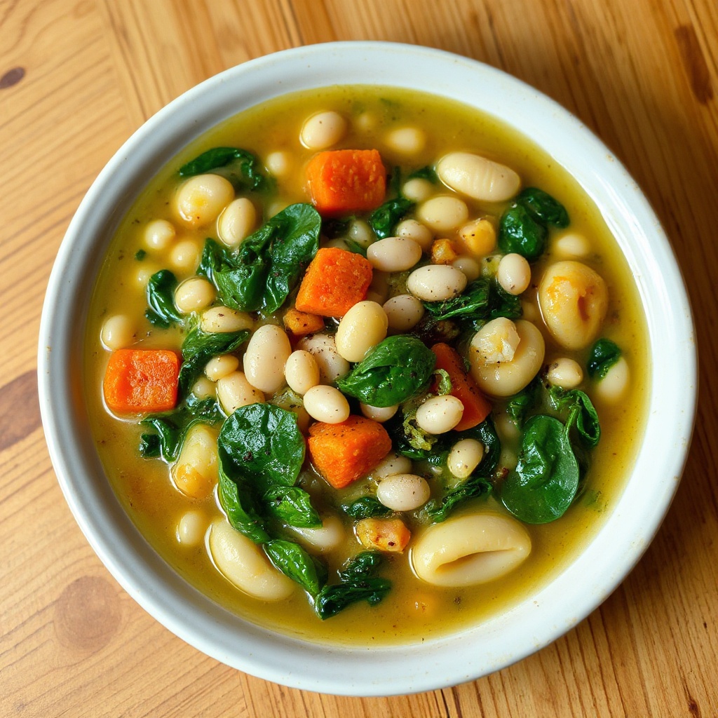 Zuppa Sostanziosa di Fagioli Bianchi e Spinaci