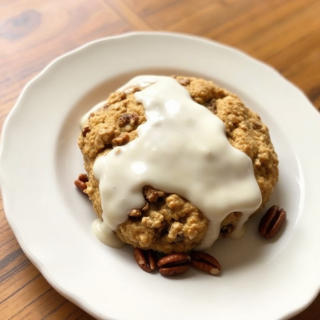 Ahorn-Pekannuss-Hafer-Scones mit cremiger Glasur