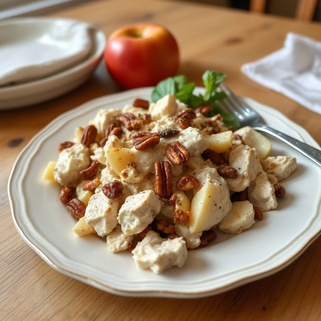 Cremiger Apfel-Pekan-Hühnchensalat