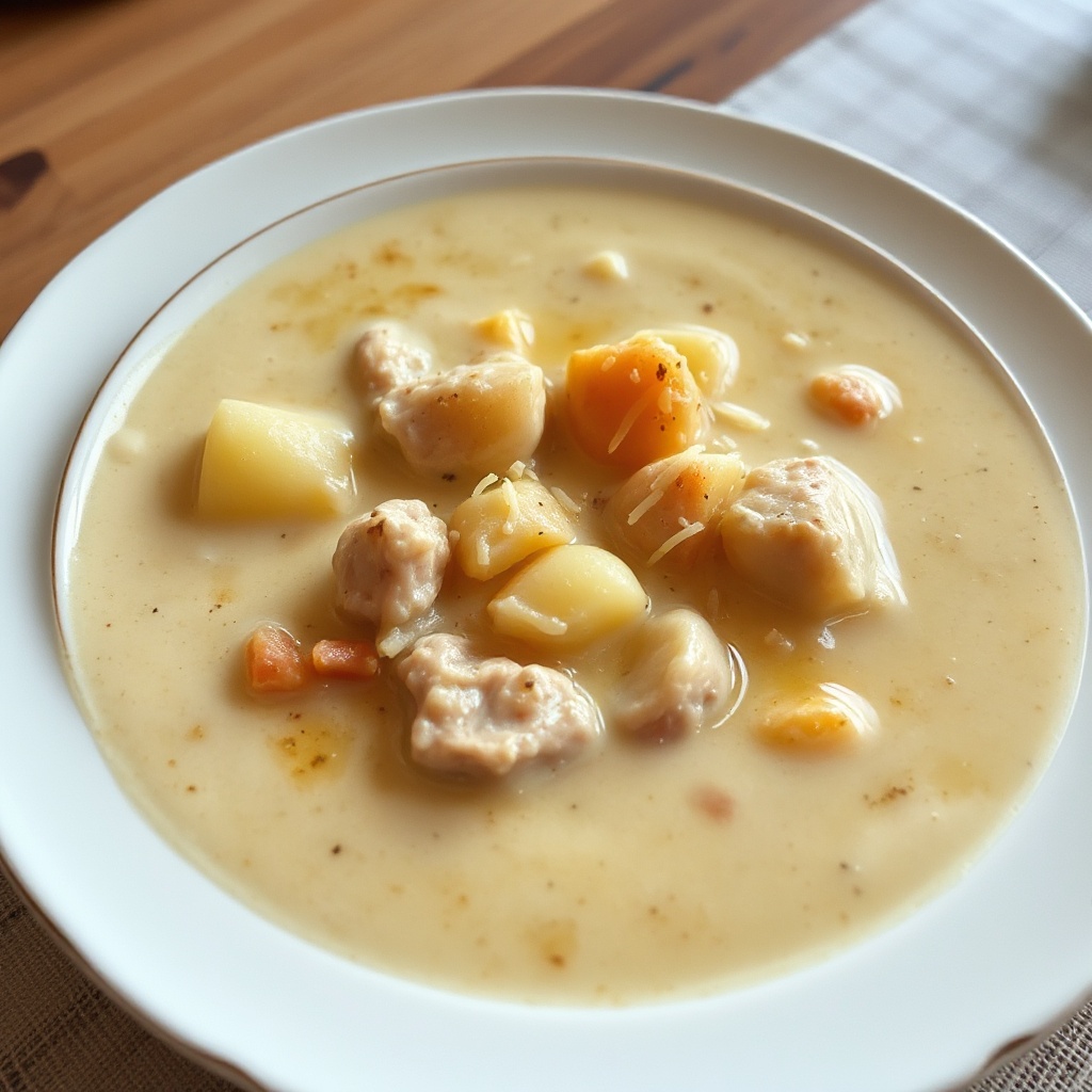 Zuppa Cremosa di Pollo e Patate