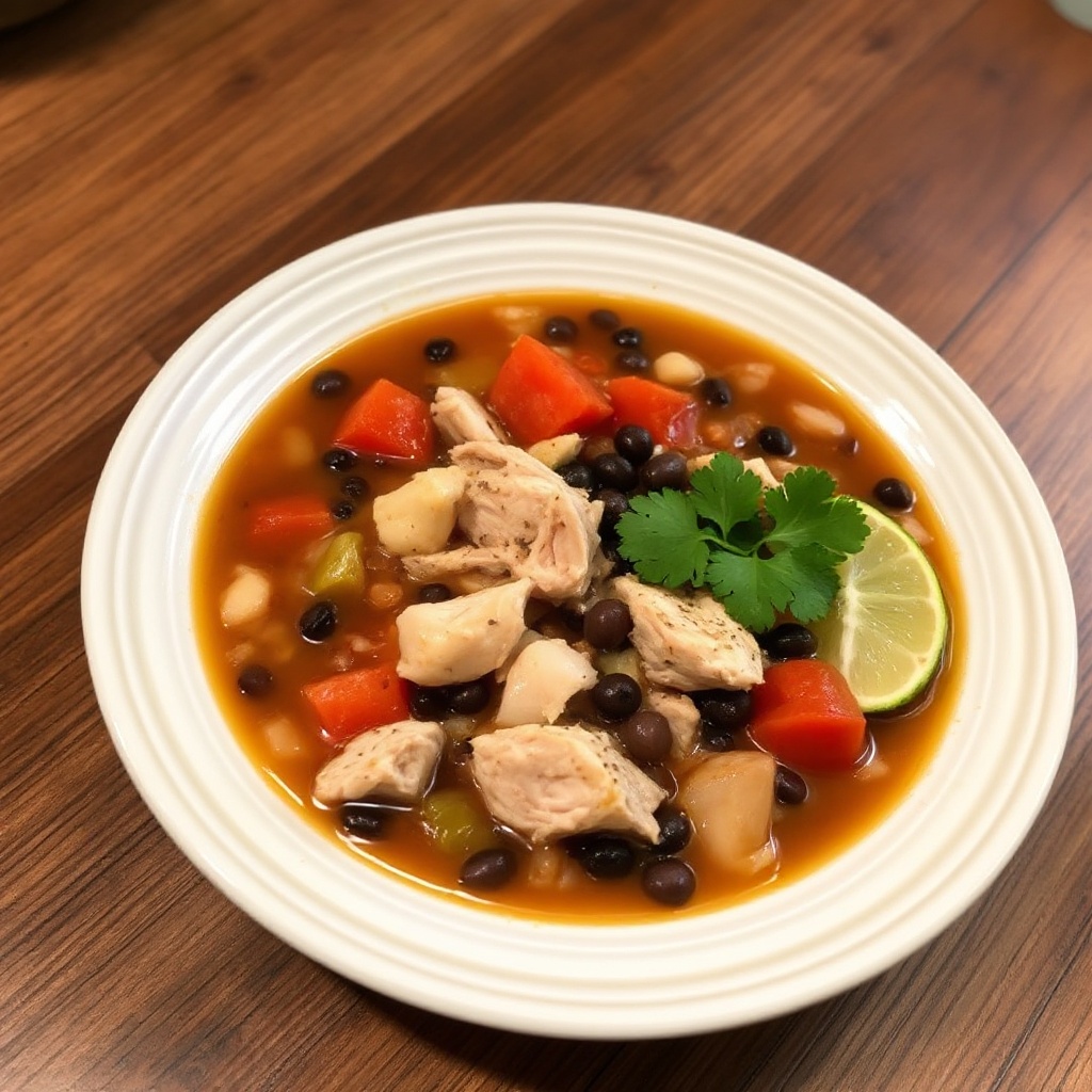 Herzhafter Slow Cooker Truthahn-Bohnen-Suppe