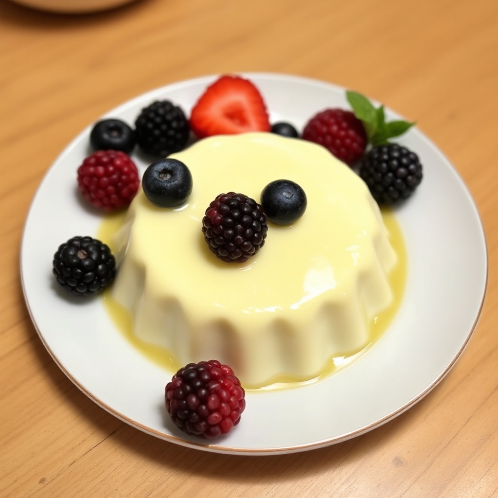 Cremiger Vanille-Buttermilchpudding mit gemischten Beeren