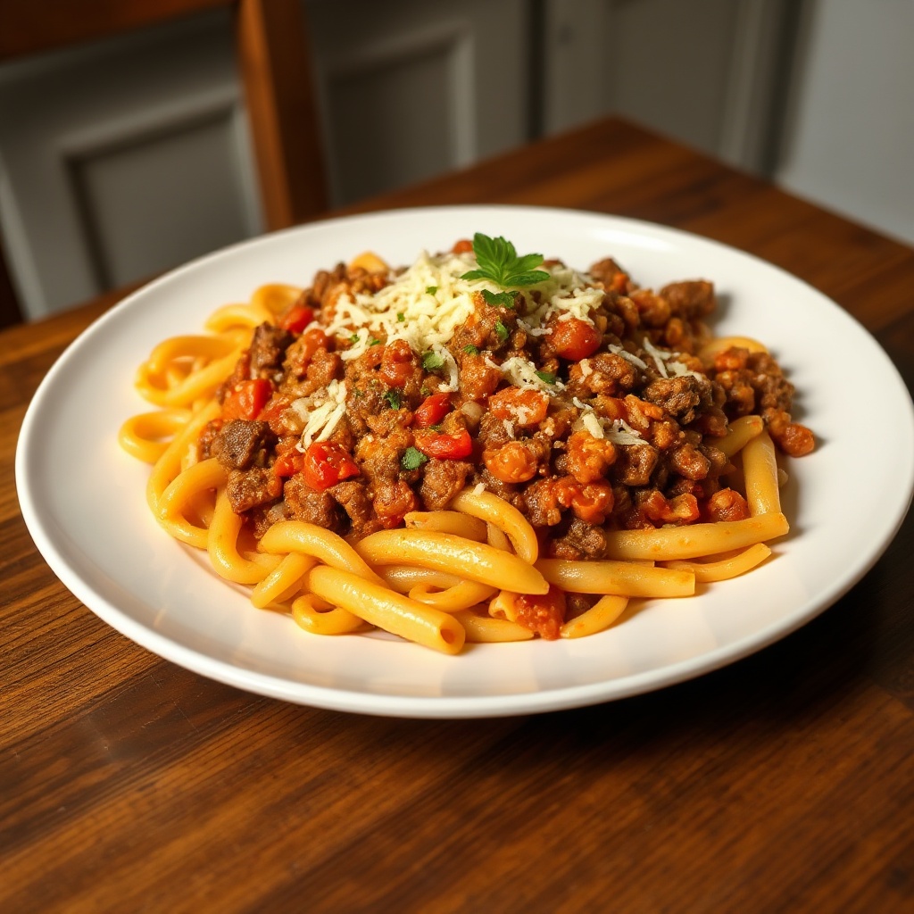 Herzhafter Rindfleisch- und Tomaten-Pasta-Pfanne