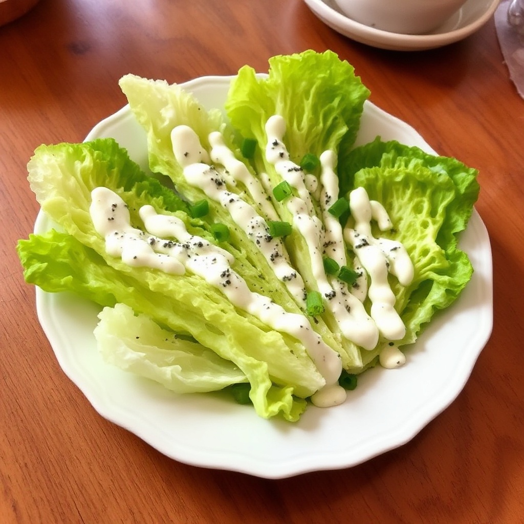 Knackige Salatwedges mit würzigem Blauschimmelkäse-Dressing