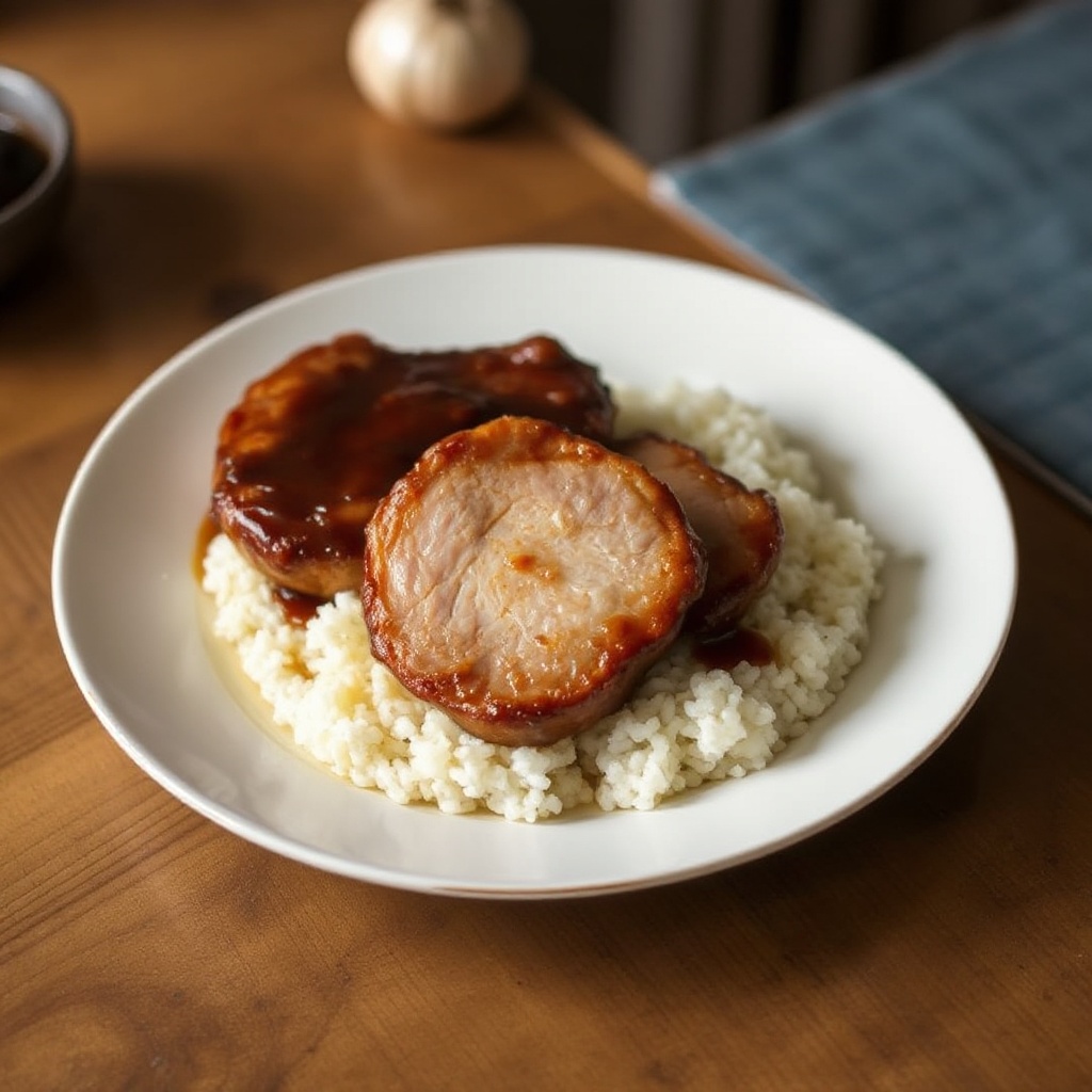 Herzhafte langsam gekochte Teriyaki-Schweinekoteletts