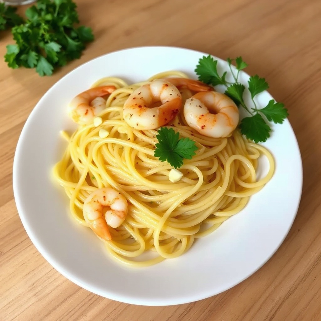 Knoblauchbutter Garnelen Linguine