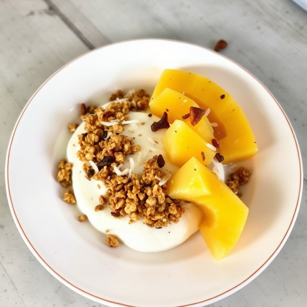Schichtjoghurt-Parfait mit tropischen Früchten
