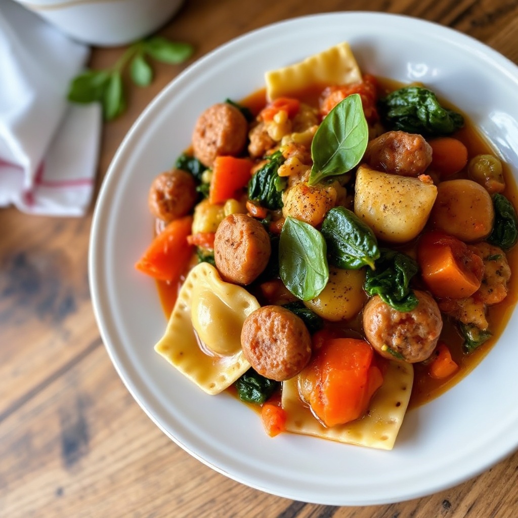 Hearty Sausage and Ravioli Stew