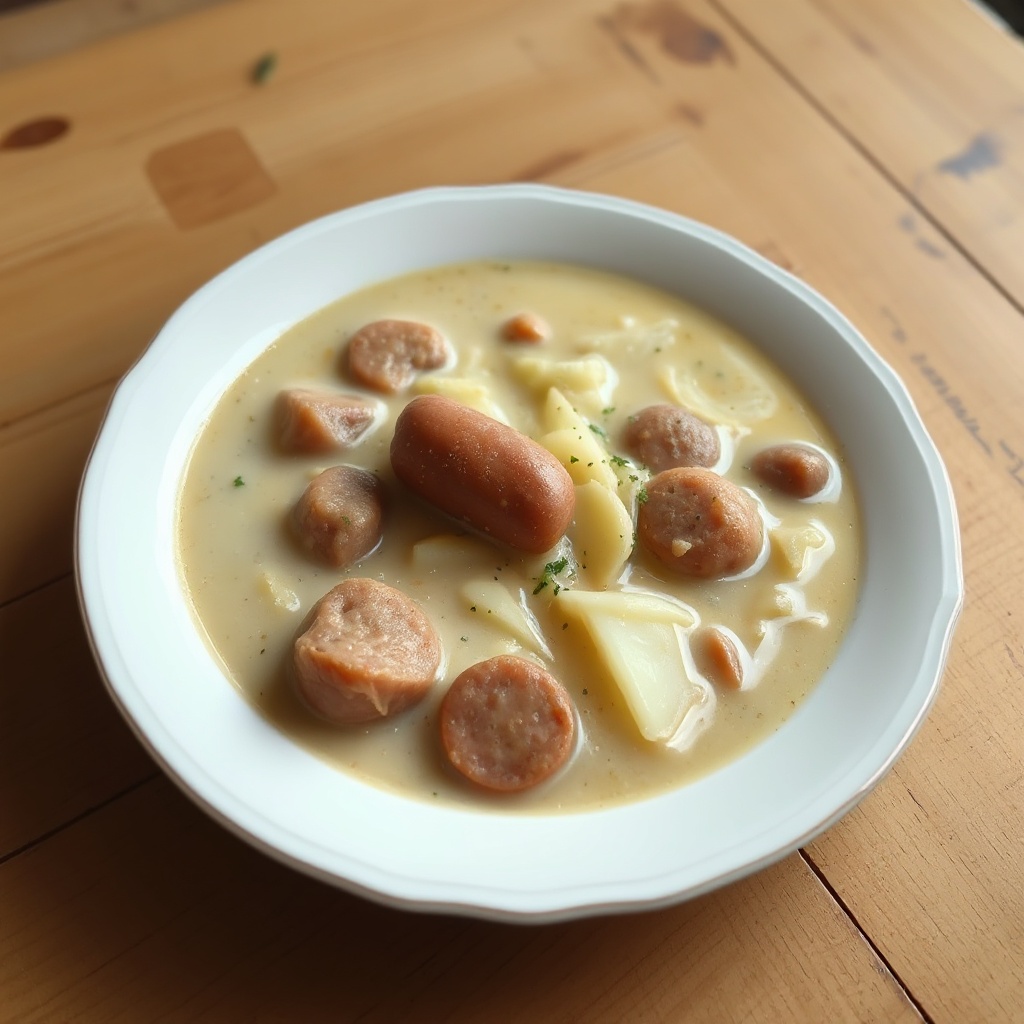 Cremige deutsche Wurstsuppe
