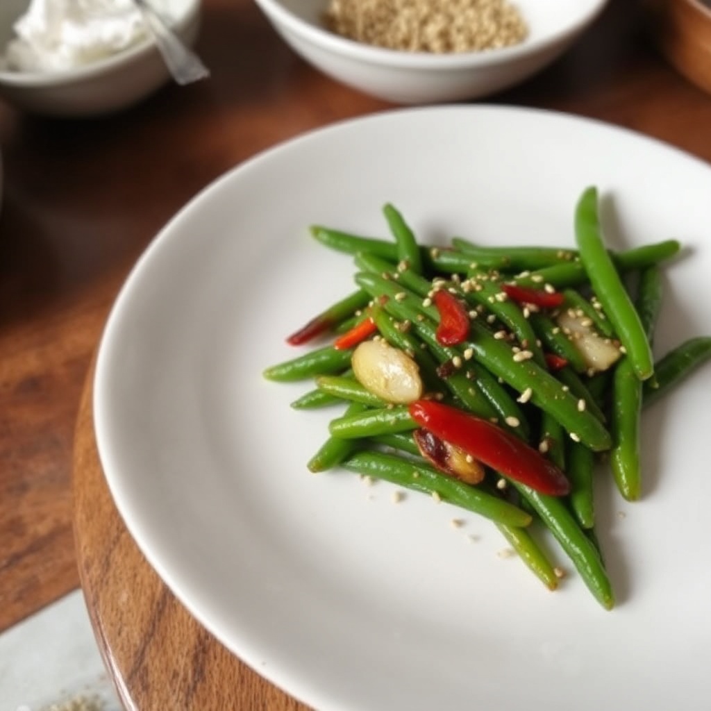 Sautéed Sesame Green Beans with Garlic and Chili