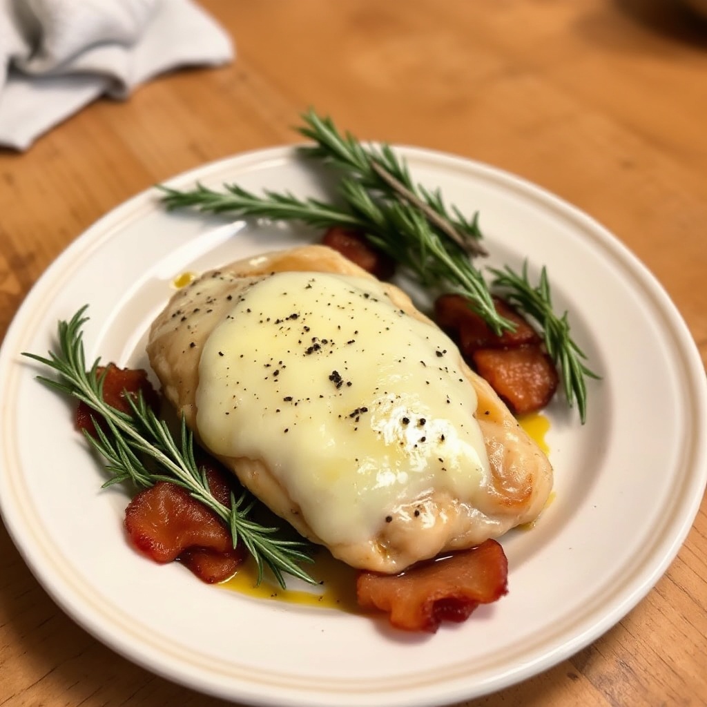 Pollo all'Aglio e Erbe con Bacon Croccante e Formaggio Fuso