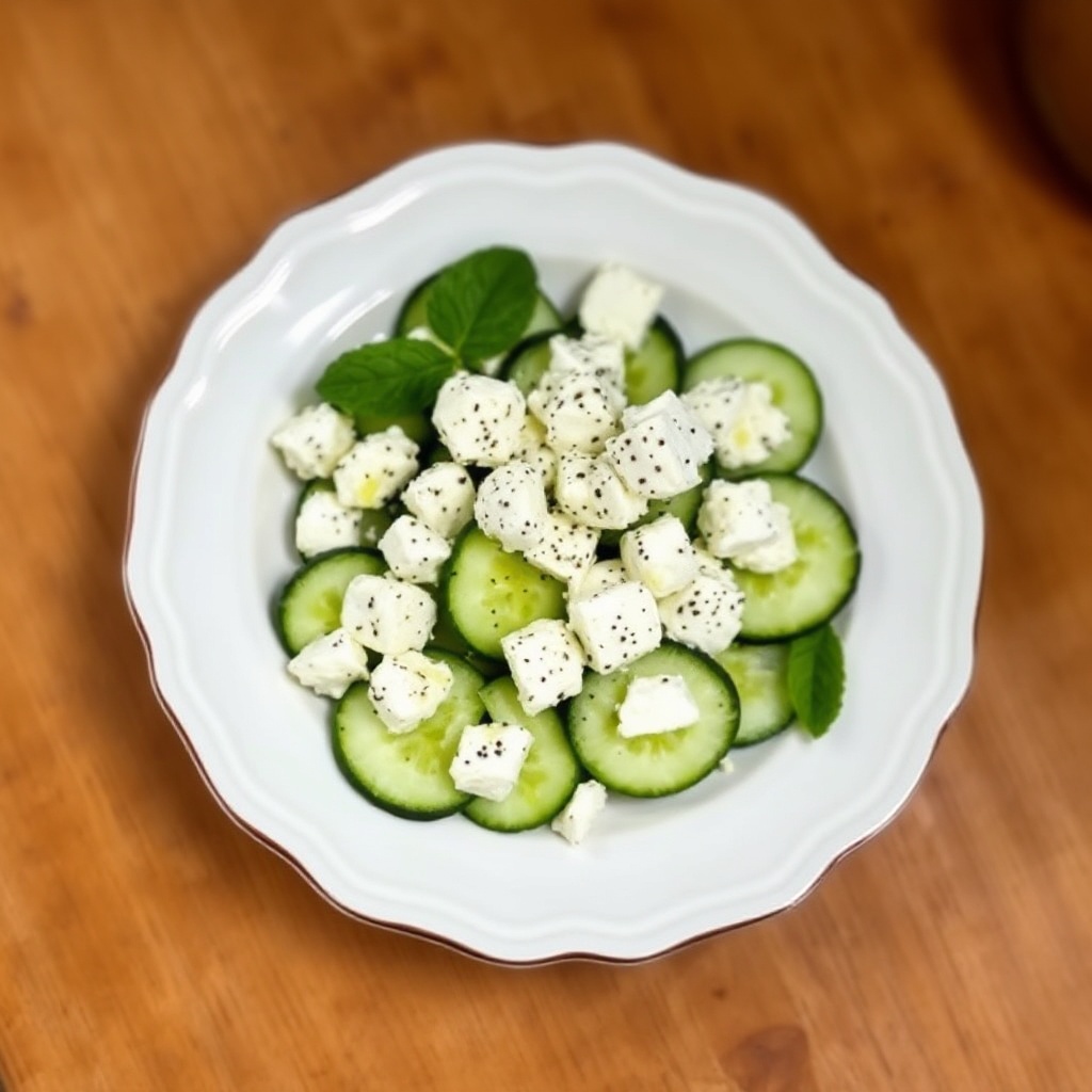Erfrischender Gurkensalat mit Feta und Zitronen-Minze-Dressing