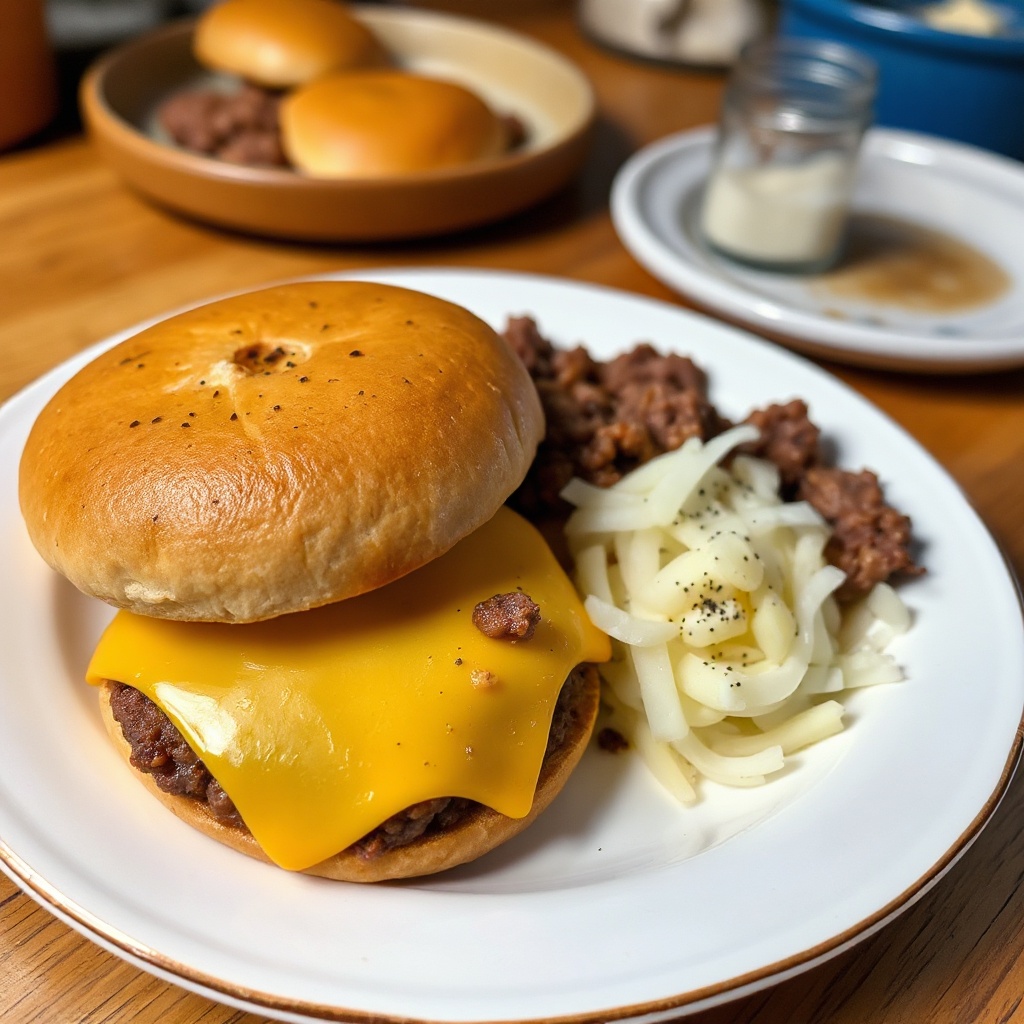Saftige gedämpfte Cheeseburger