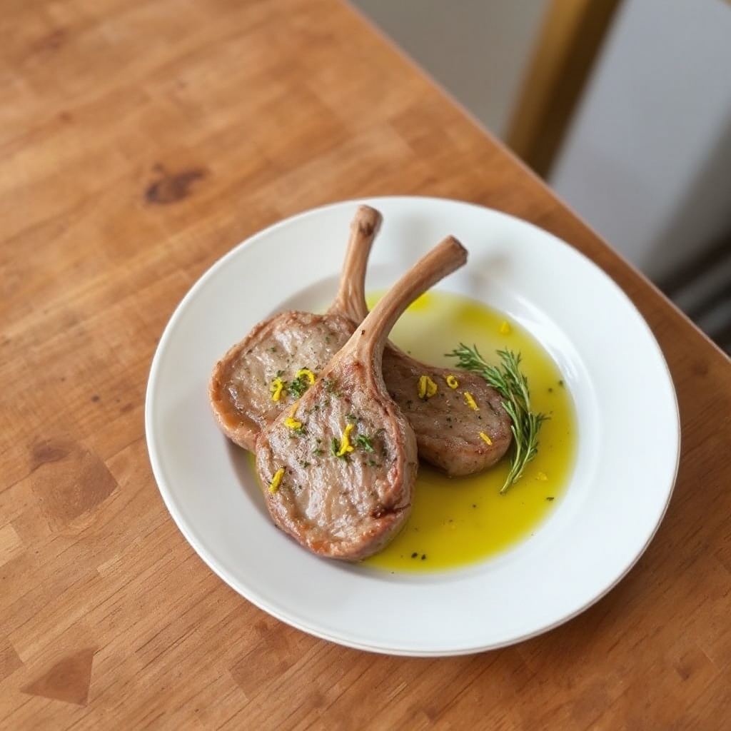 Knoblauch-Kräuter-Lammkoteletts mit Zitronenschale