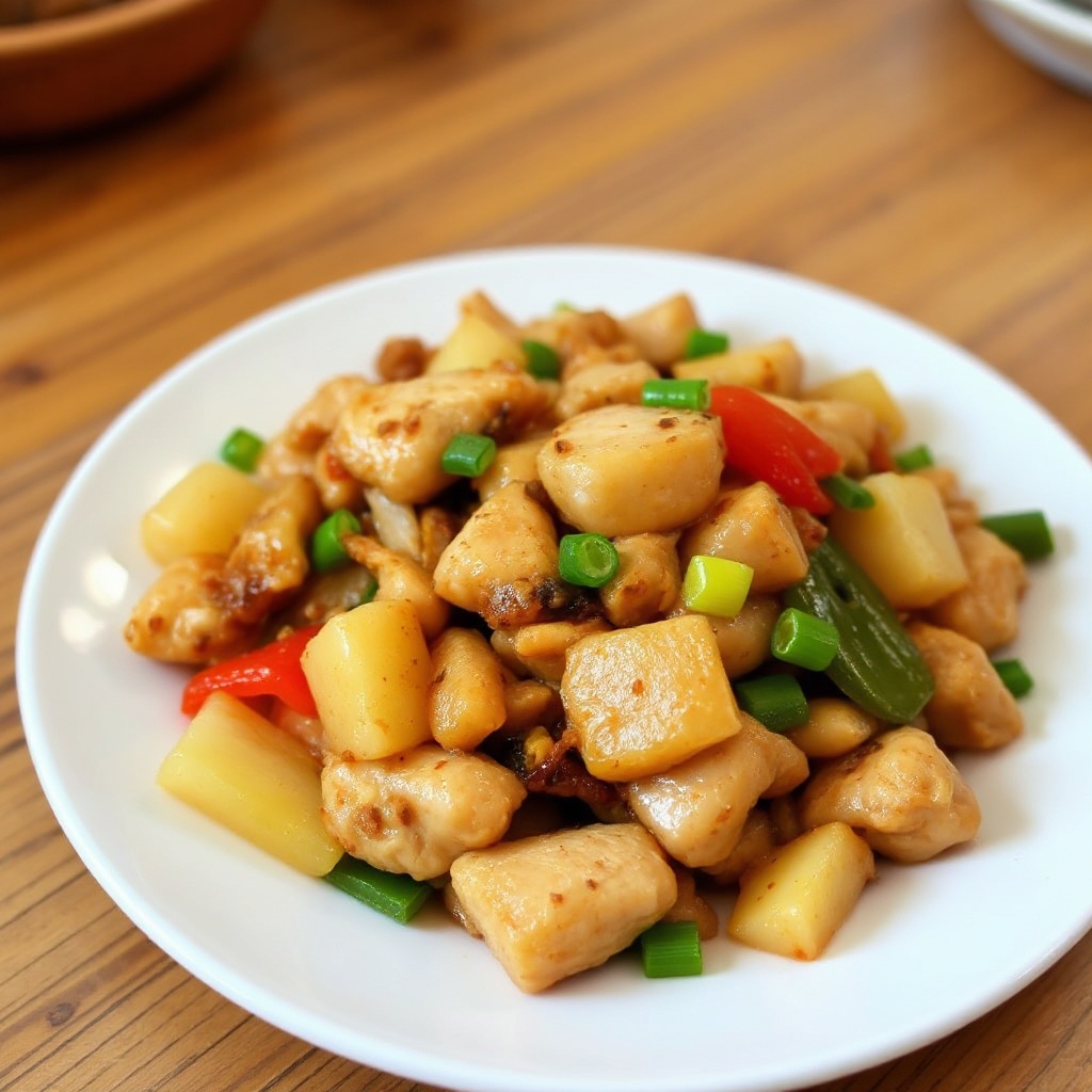 Süß-saurer Ananas-Hühnchen-Wok