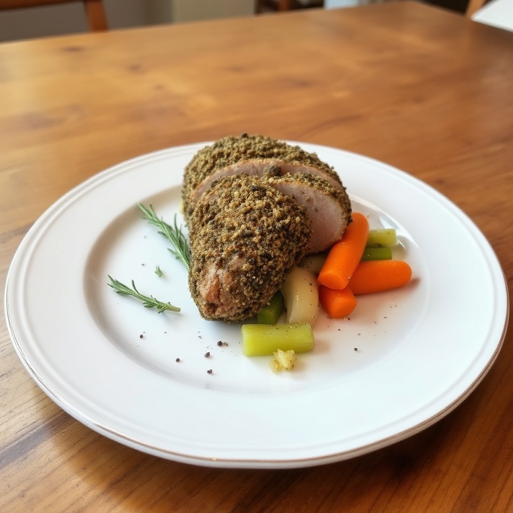 Herzhafter Kräuterkrusten-Schweinelende