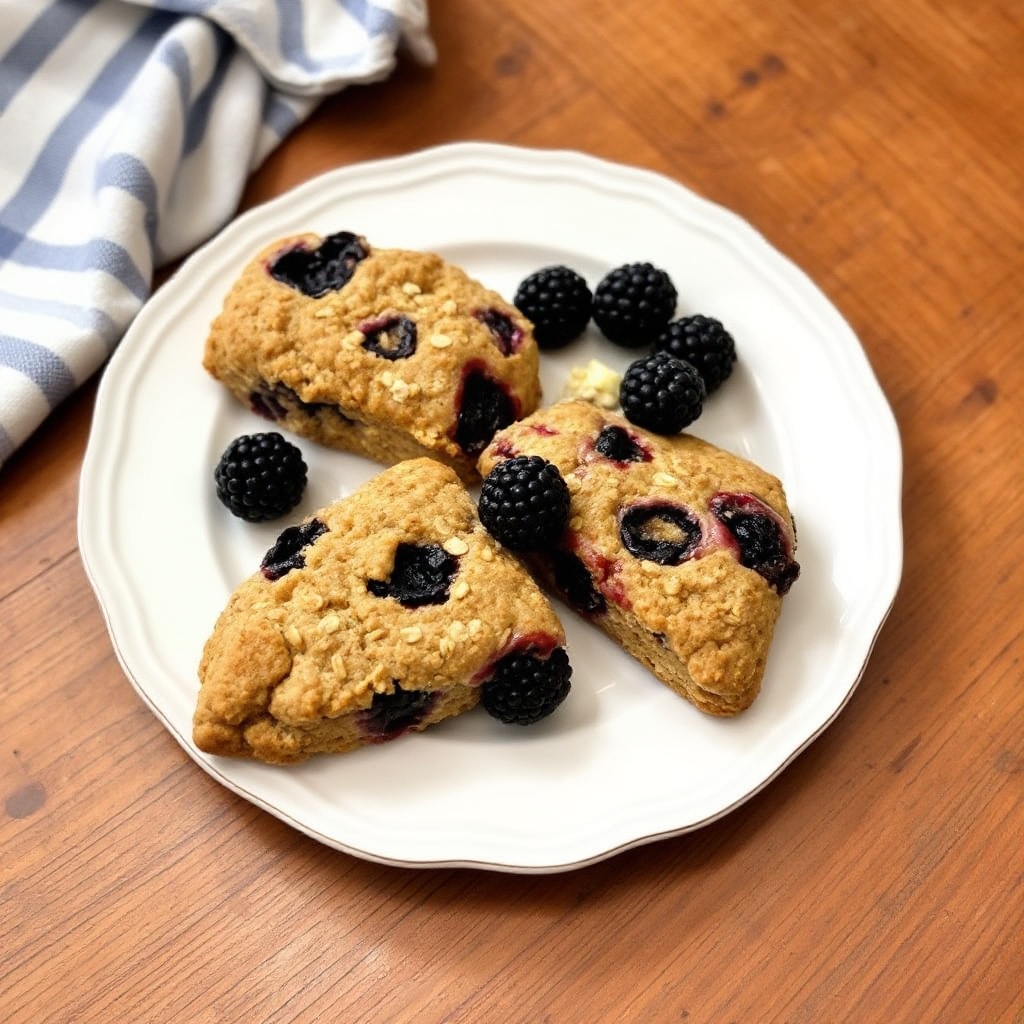 Blackberry Oat Scones with a Hint of Honey