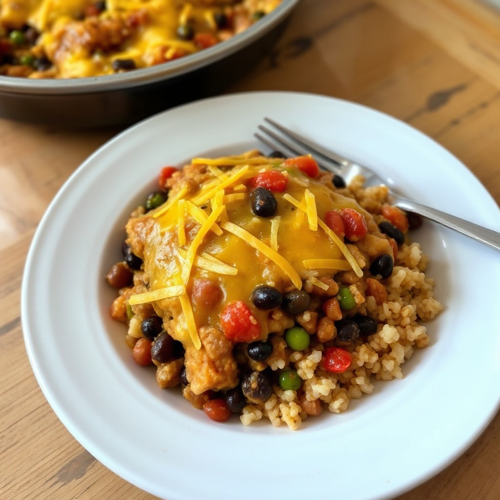 Käse-Schweinefleisch und grüne Chili Auflauf