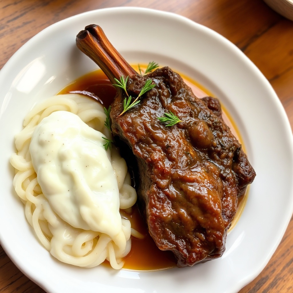 Costine di Manzo Brasate Teneri con Salsa Cremosa di Rafano