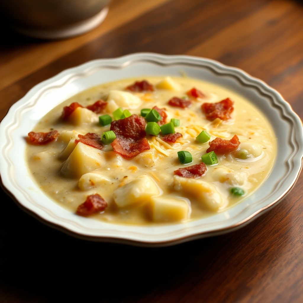 Cremige Kartoffelsuppe mit Speck