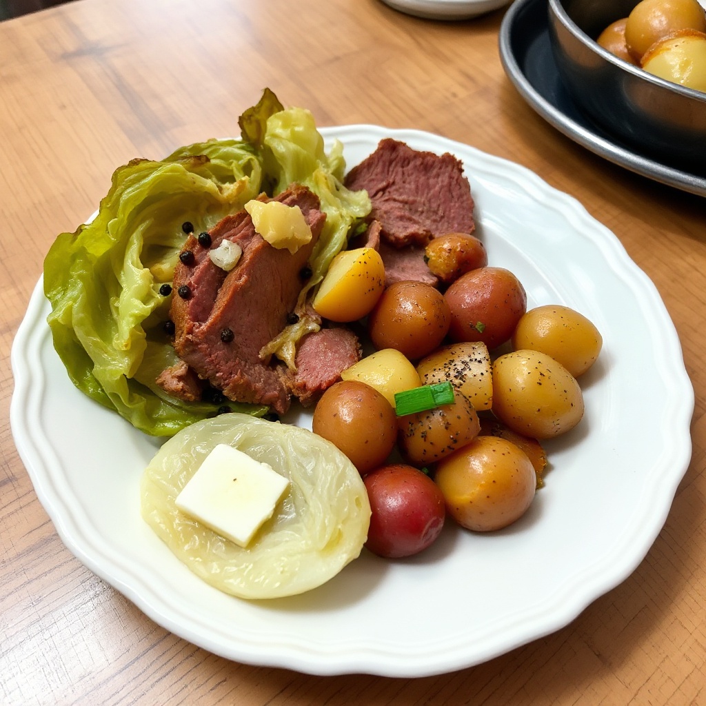 Manzo in Salamoia con Cavolo e Patate Arrostite