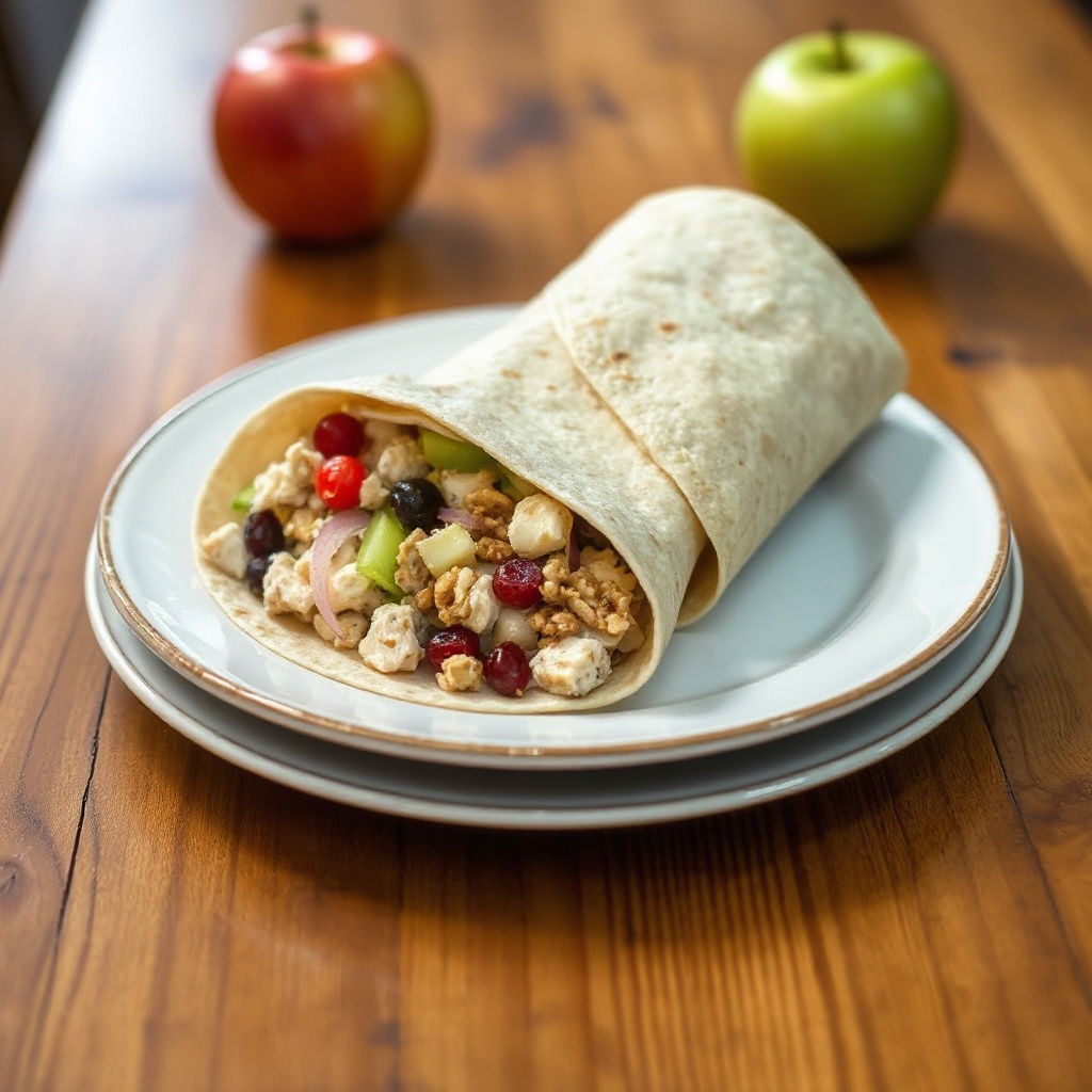 Wrap di Insalata di Pollo con Mirtilli Rossi e Mele