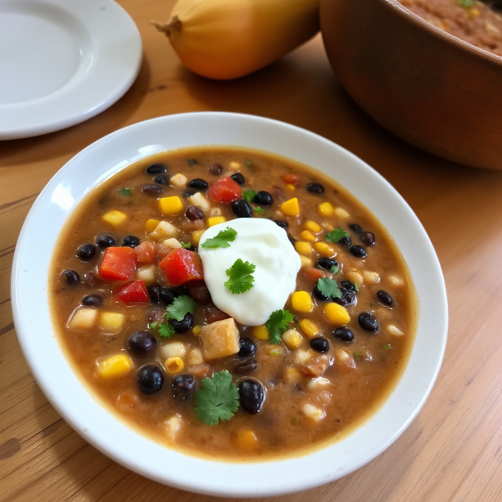 Herzhafter Schwarzbohnen- und Mais-Chowder