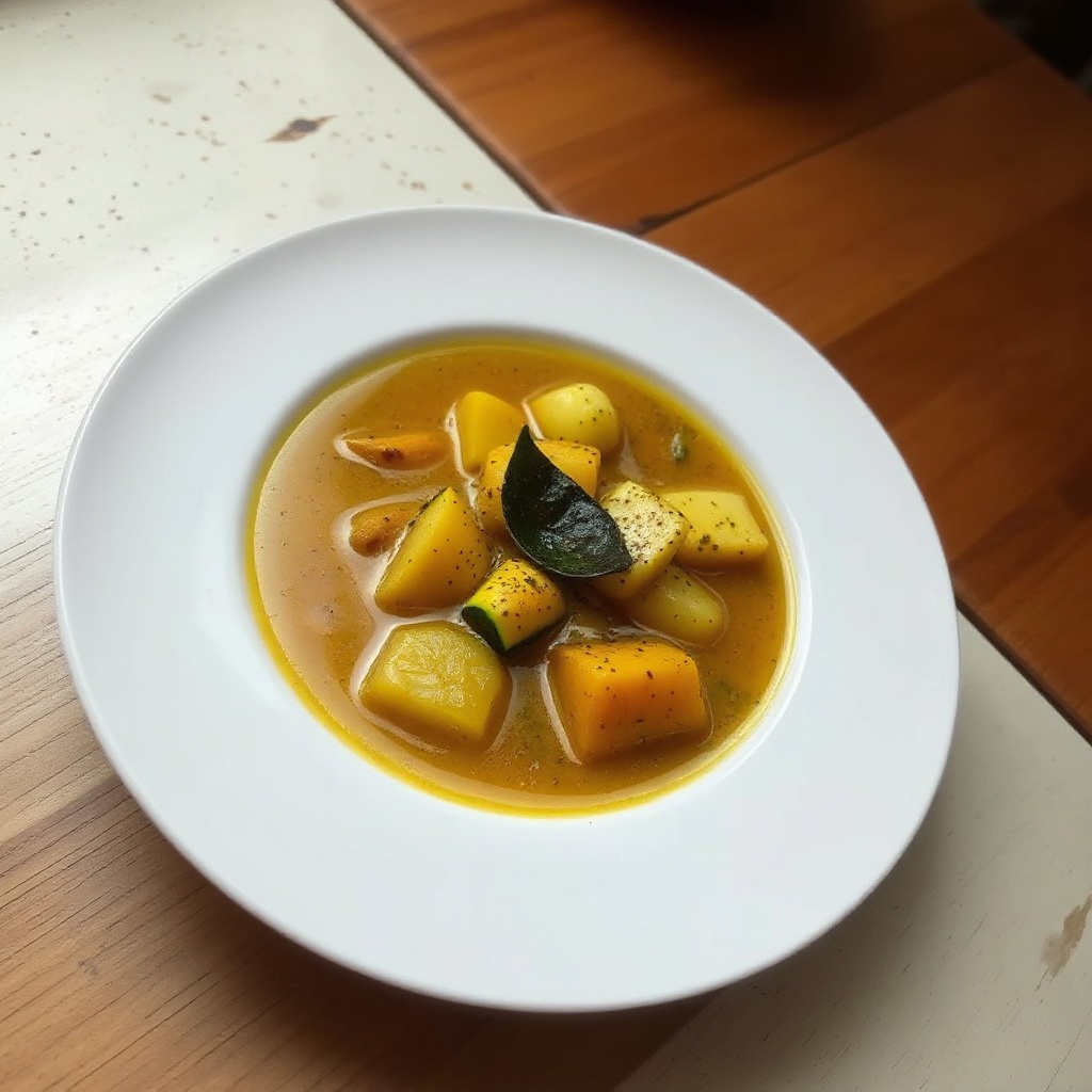 Gewürzte Zucchini- und Kartoffelsuppe