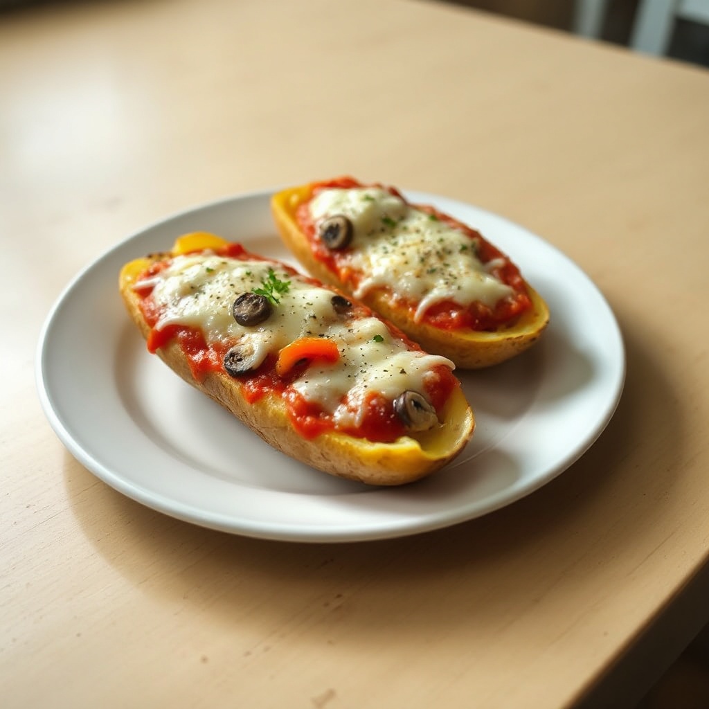 Käse-Pizza gefüllte Kartoffelboote