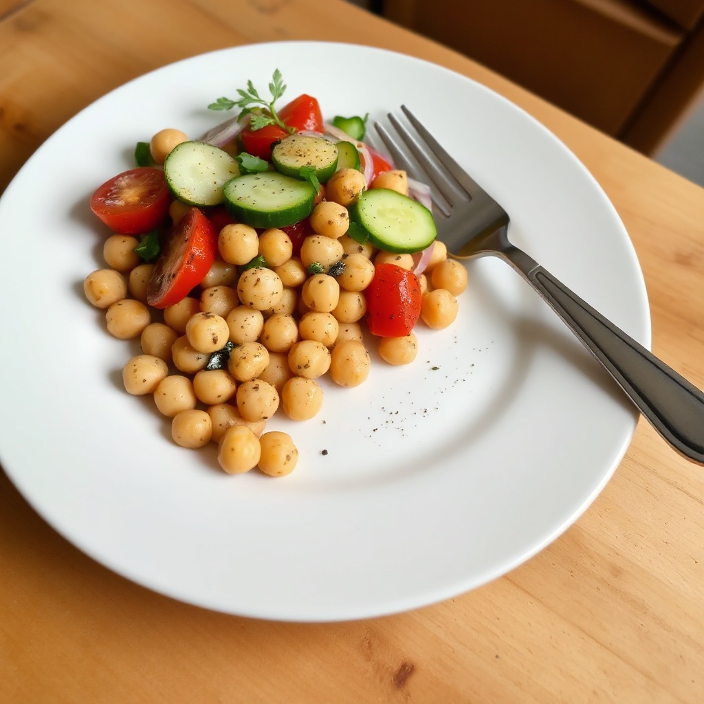 Mediterraner Kichererbsensalat mit Kräuterdressing