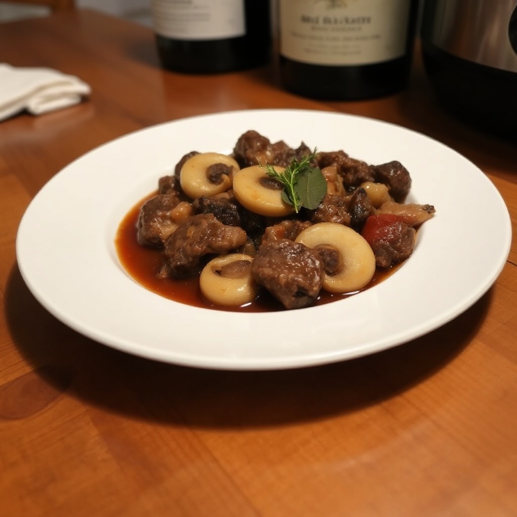 Manzo e Funghi alla Borgogna in Pentola Lenta