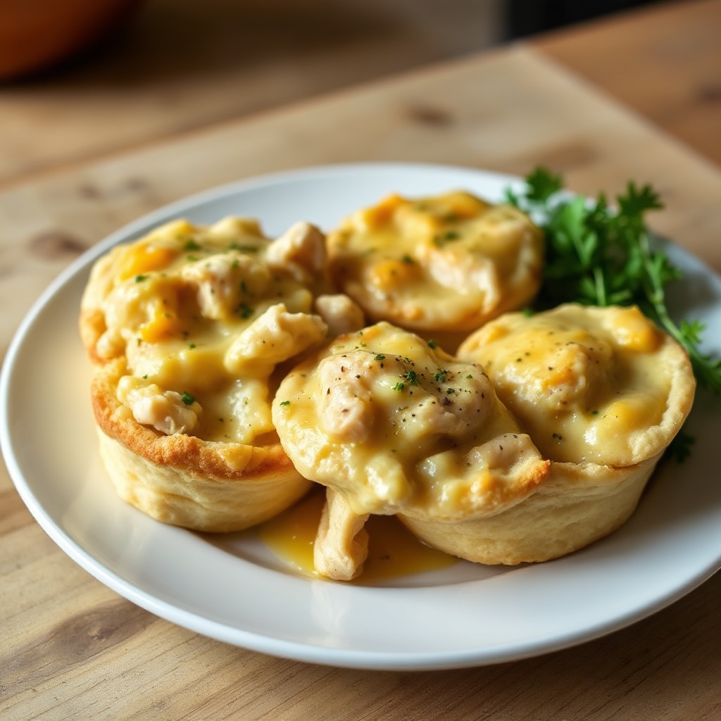 Herzhafte Hähnchen- und Käse-Biskuitbecher