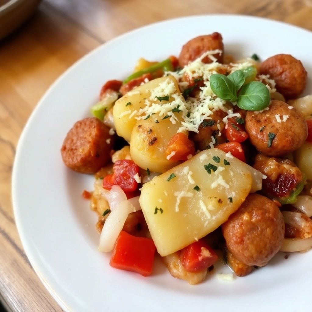 Herzhafter italienischer Wurst- und Gemüseauflauf