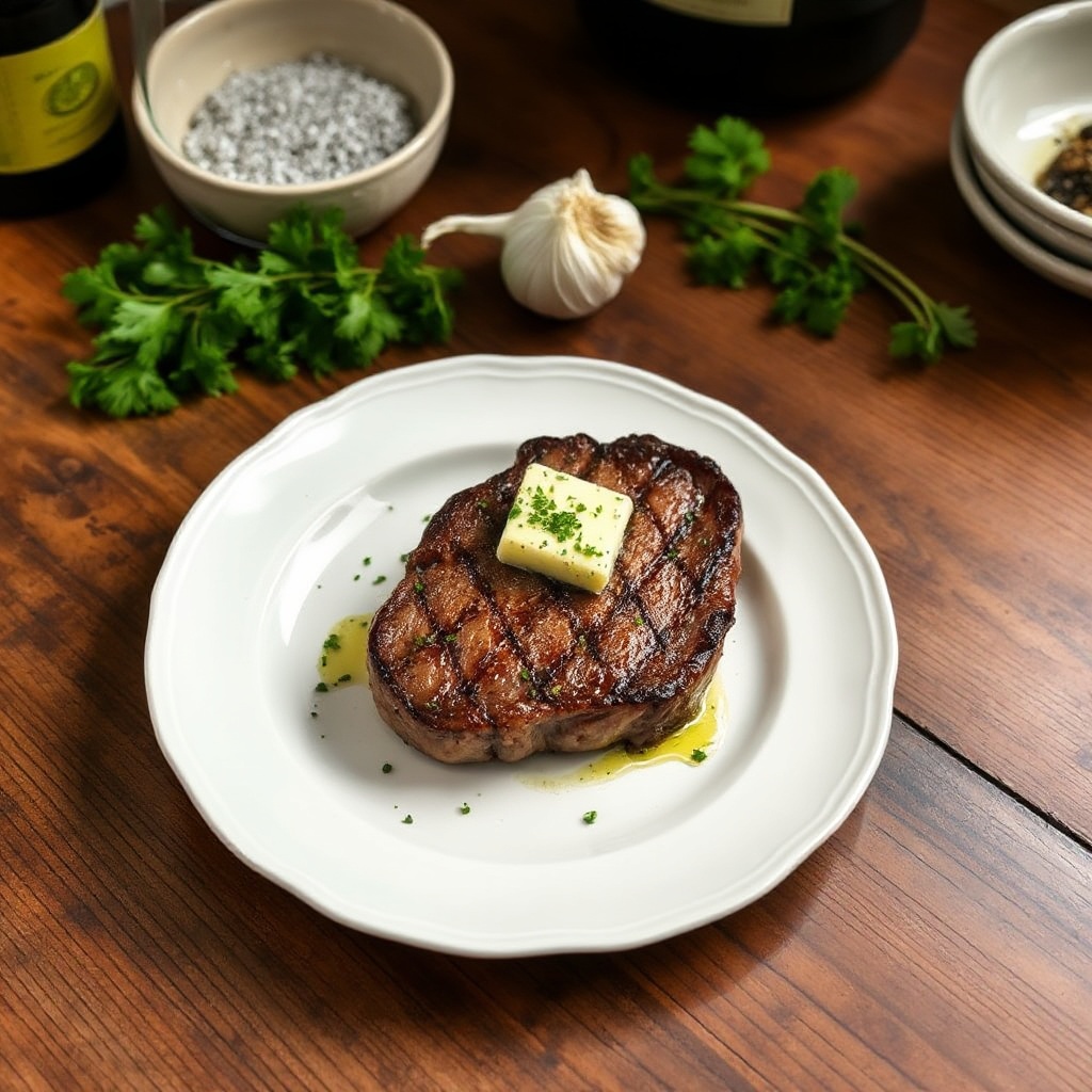 Perfekt gegrilltes Steak mit Kräuterbutter