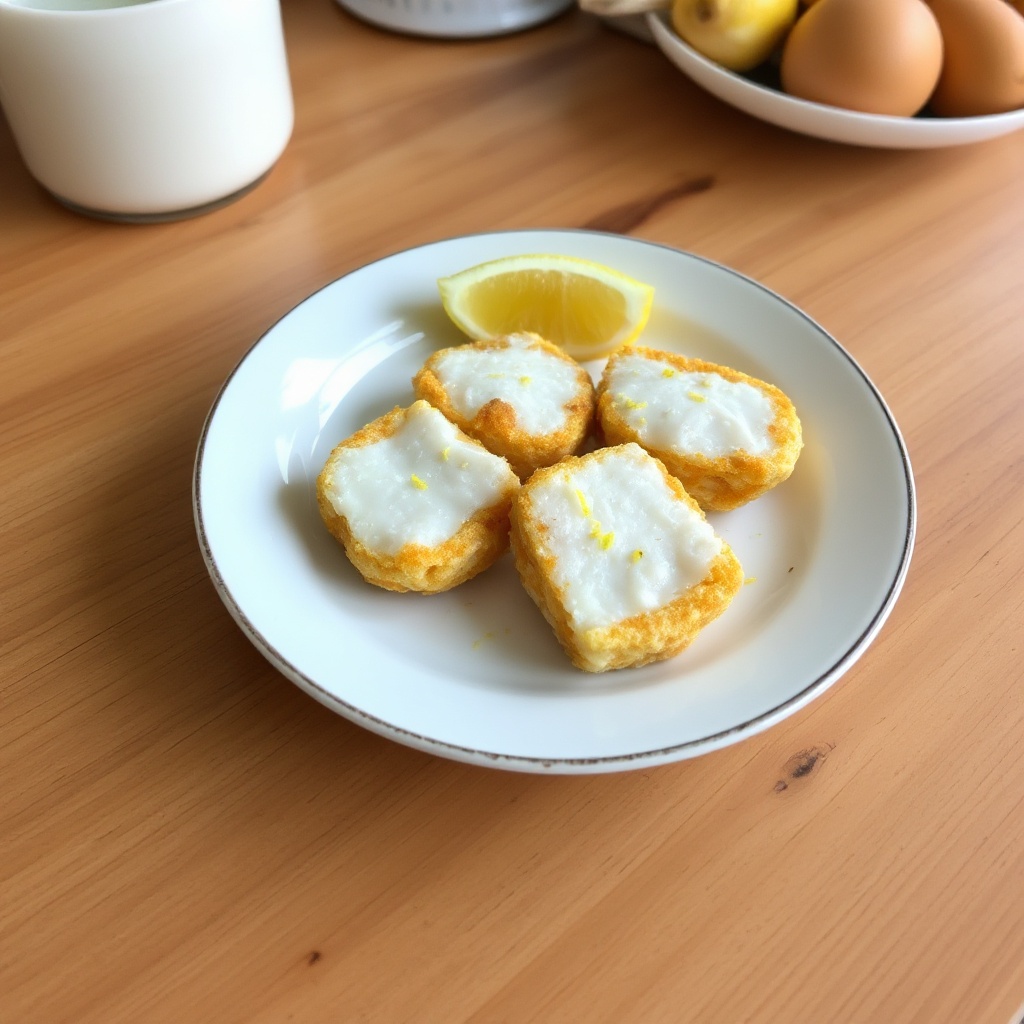 Knusprige Fischbissen mit Zitronenschale