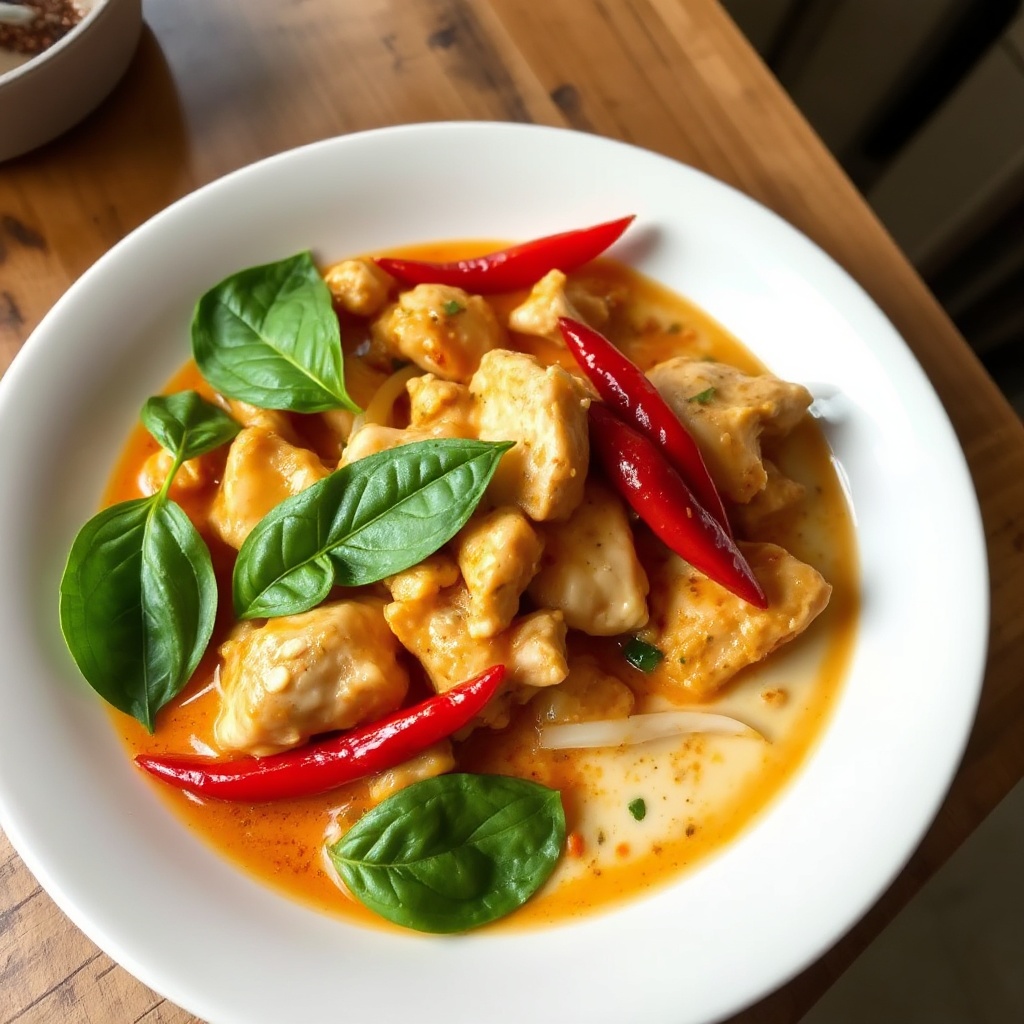 Scharfes Thai-Basilikum-Hühnchen mit Kokoscreme