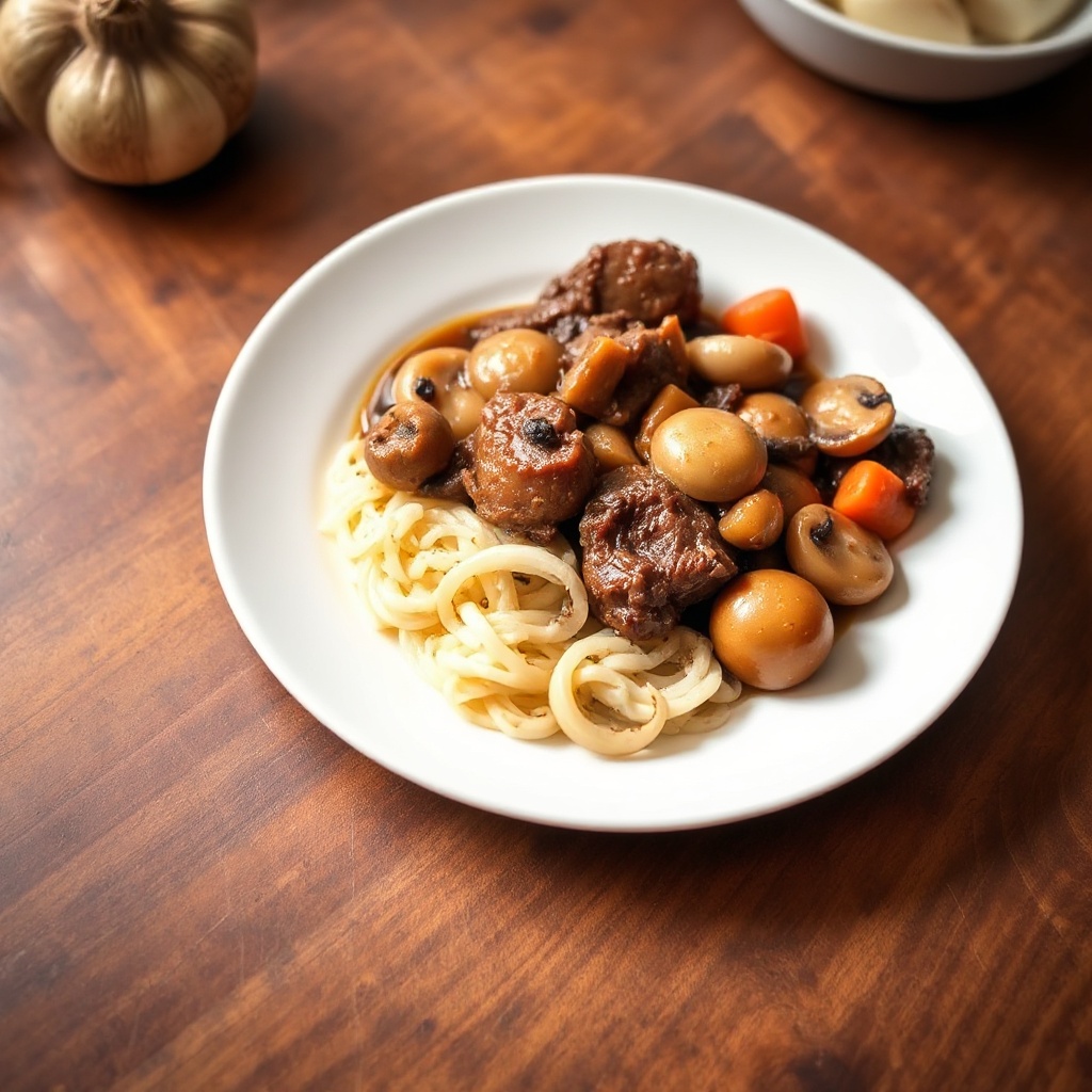 Manzo Brasato Salato con Funghi e Cipolline