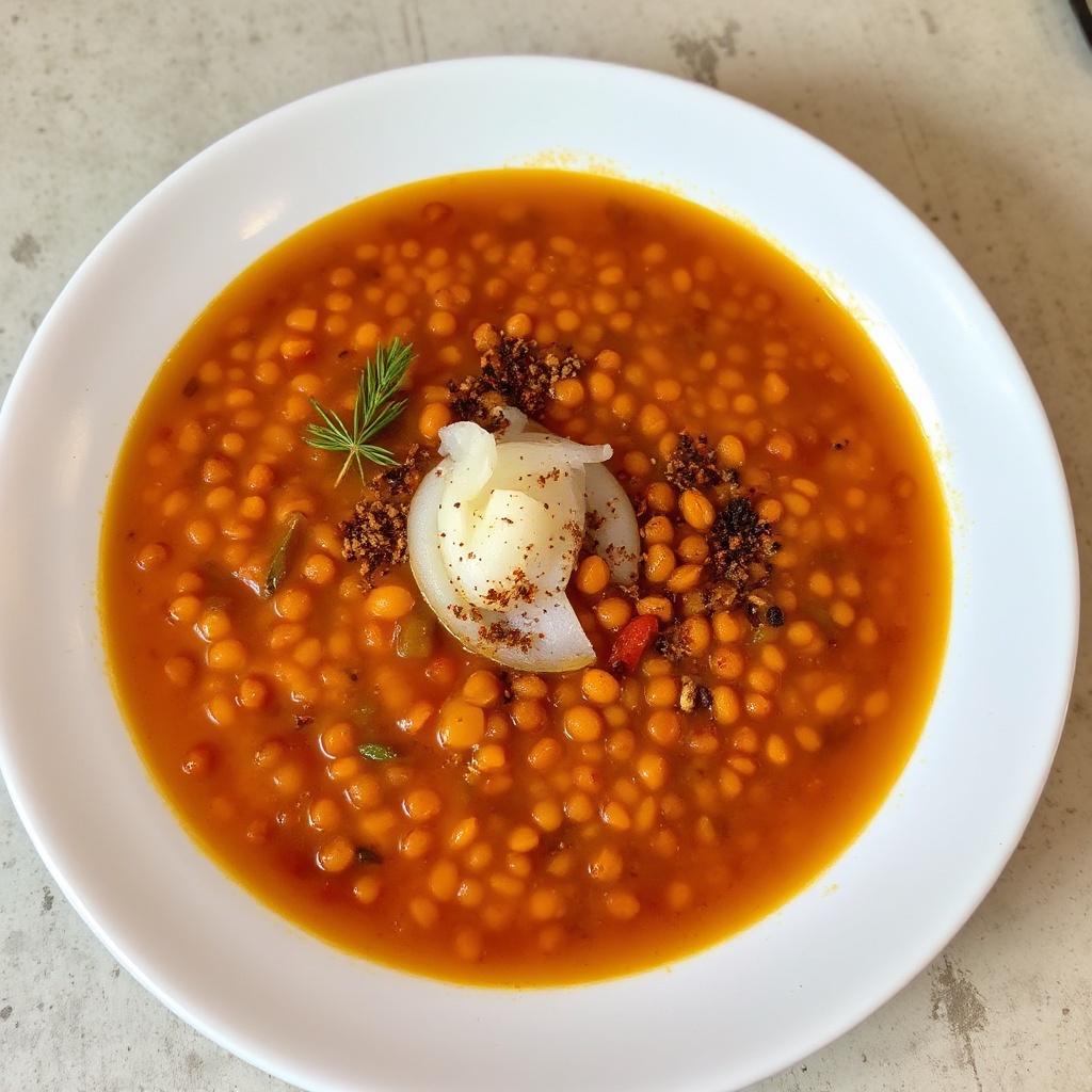 Spiced Red Lentil Soup with Aromatic Herbs
