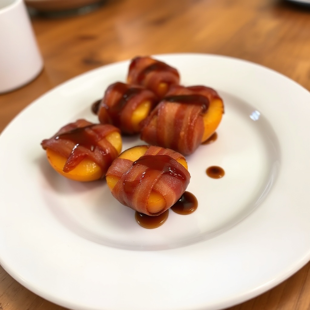 Bocconcini di Pesca Avvolti nel Bacon con Glassa Piccante