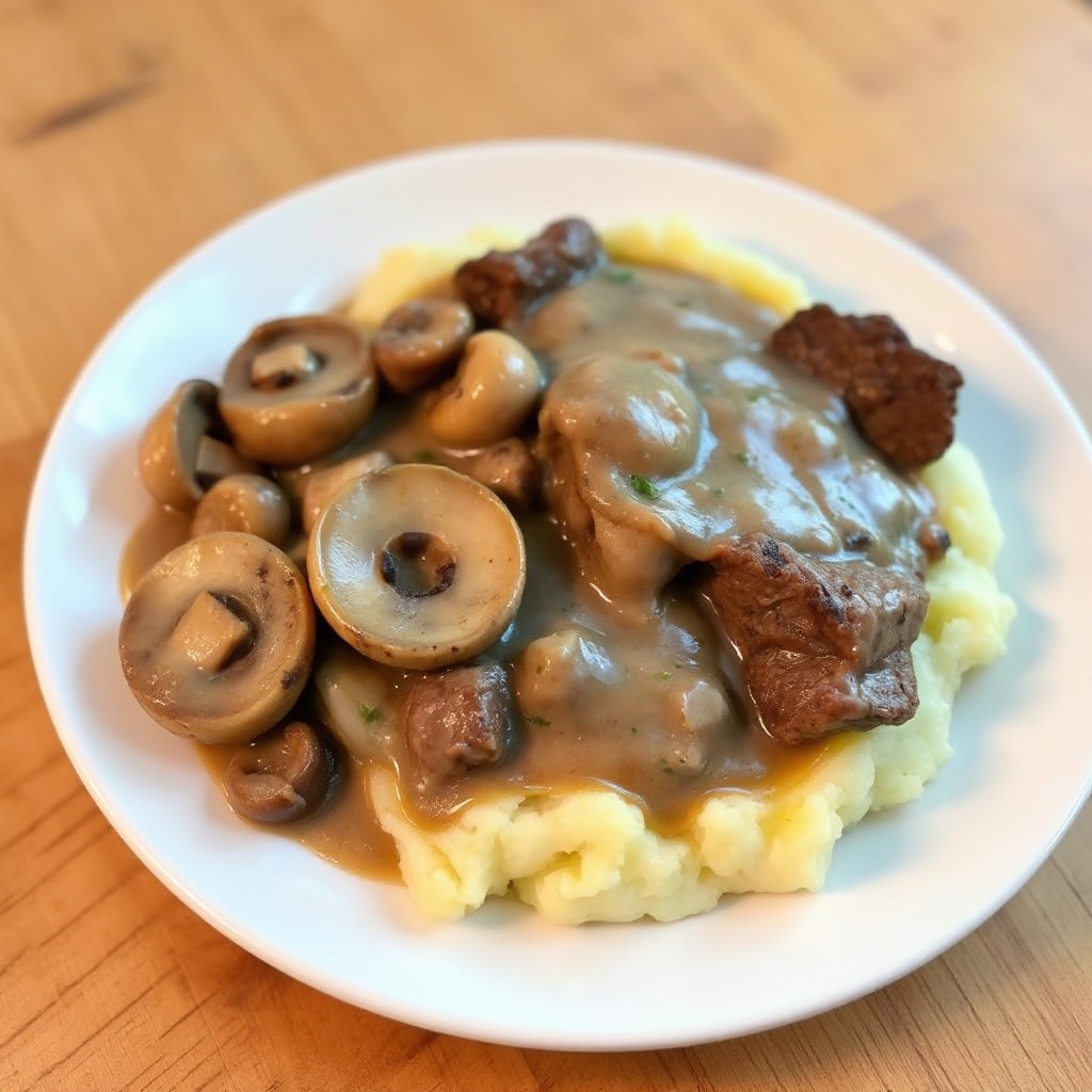 Schmortopf Rindfleisch mit cremiger Pilzsauce