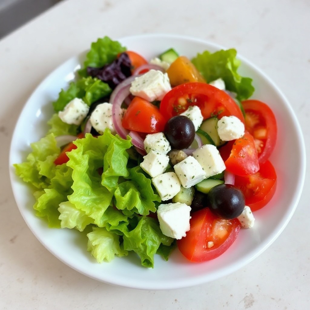 Mediterraner Frischer Salat mit Zitronen-Kräuter-Dressing