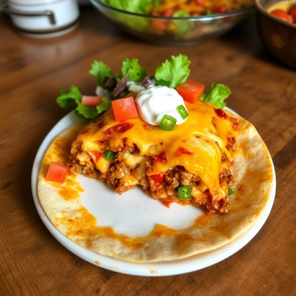 Casseruola di Tortilla con Carne e Formaggio