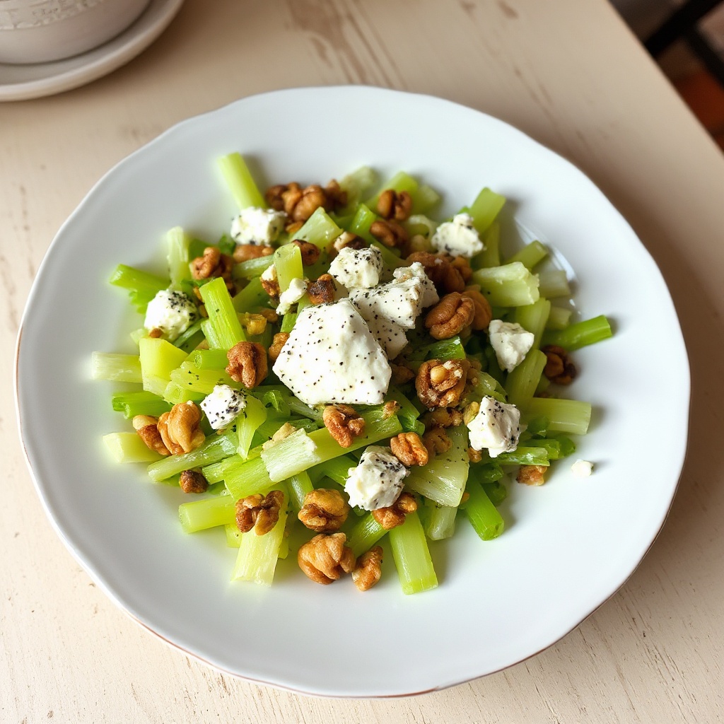Knackiger Sellerie-Walnuss-Salat mit cremigem Blauschimmelkäse