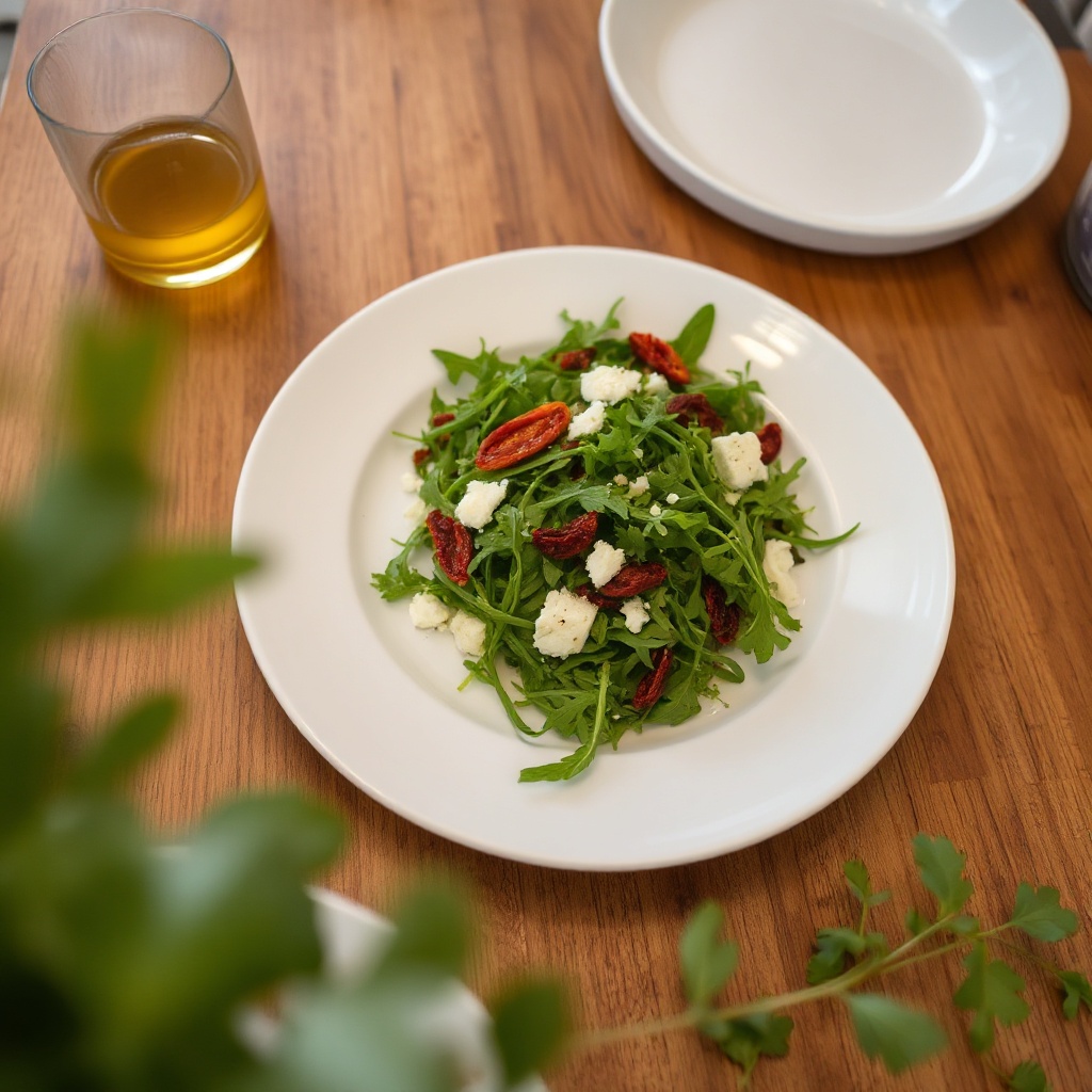 Rucola-Salat mit getrockneten Tomaten und Pecorino