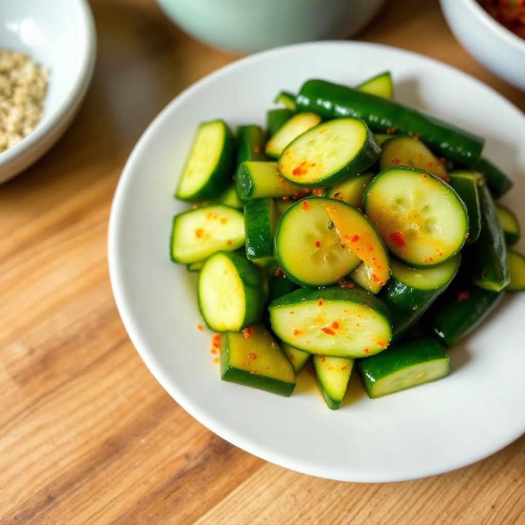 Spicy Quick Kimchi Cucumbers