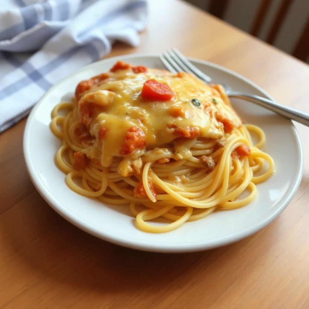 Cheesy Chicken Spaghetti Bake