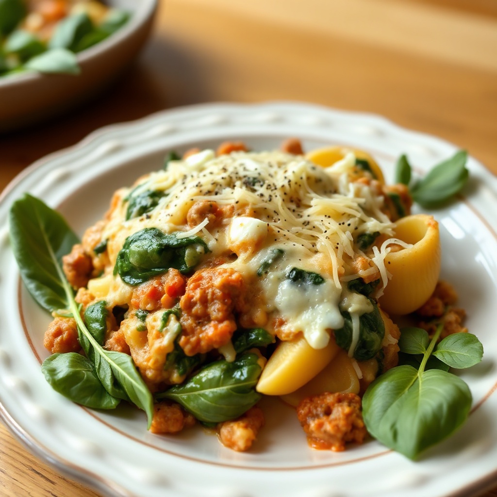 Conchiglie Ripiene Cremose con Spinaci e Formaggio