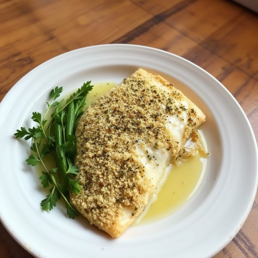 Pesce gatto al forno con crosta di erbe